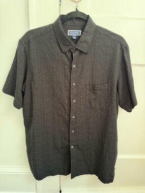 Club Room Men’s Short Sleeve Button-Down Shirt in Black